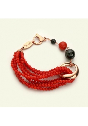 Bracciale bamboo rosso, agata nera BR1479