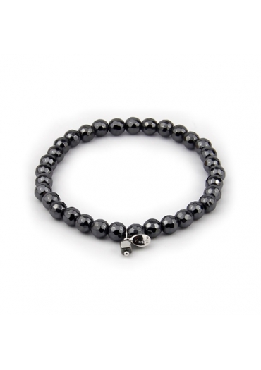 Bracciale elastico ematite sfaccettata 6 mm BR1578