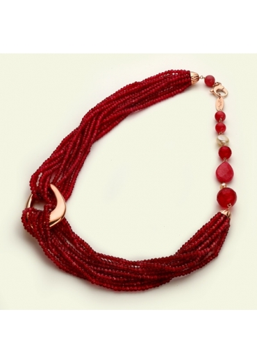 Collier agata ruby, giada rosa cn3314