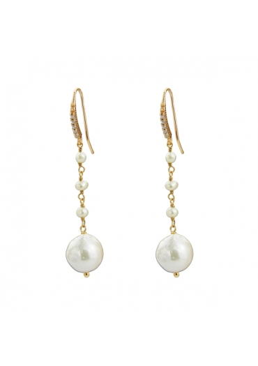Orecchini perle di fiume, zirconi OR2053