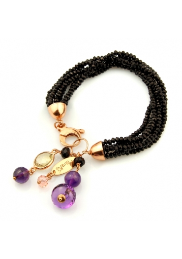 Bracciale agata nera ametista BR1020