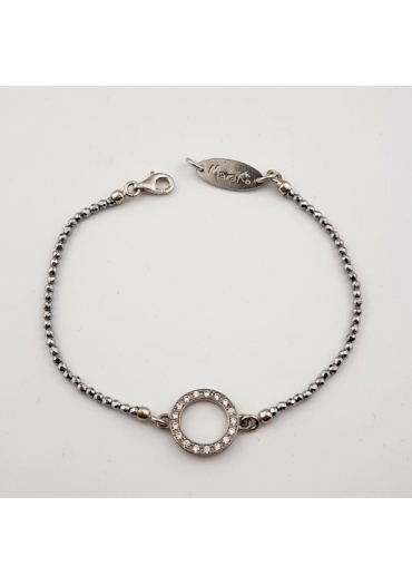 Bracciale ematite argento, zirconi cubici BR1198