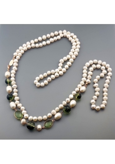 Charleston perle coltivate, quarzo muschiato verde CN2965