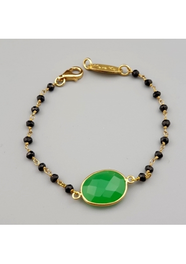 Bracciale spinello nero, quarzo verde crisopaz BR1710