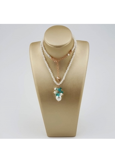 Collier labradorite bianca, apatite cn3541