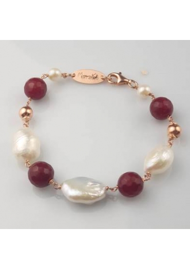 Bracciale agata ruby, perle coltivate br1517