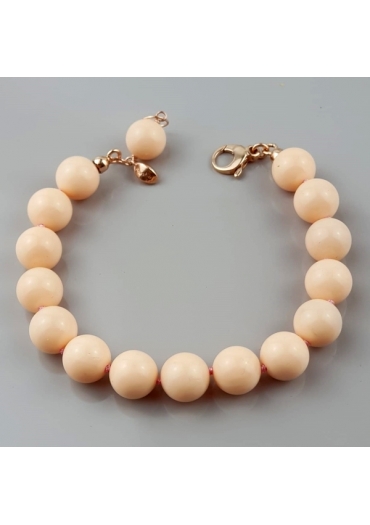 Bracciale corallo bamboo rosa  a nodini, sfera 10mm BR1639