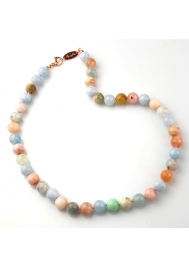 Collier acquamarina multicolor 10 mm CN3496