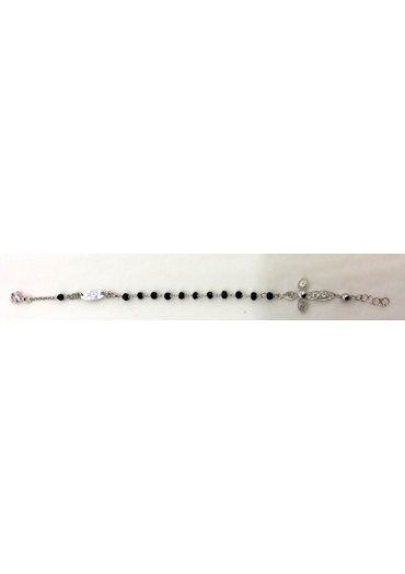 Bracciale unisex rosario spinello nero, croce filigrana BR1267