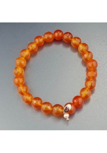 Bracciale agata arancione  8 mm sfaccettata BR1692