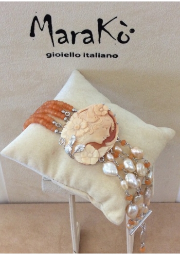 Bracciale cammeo e agata arancione BR1373