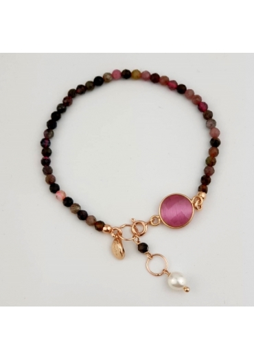 Bracciale aquarelle, tormaline, agata rosa BR1765