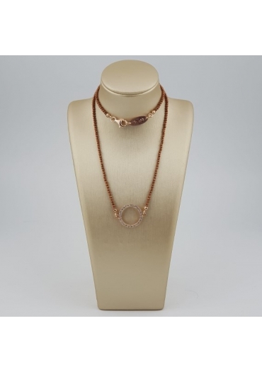 Collana ematite bronzo,  zirconi cubici CN2767