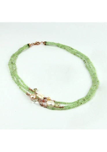 Collier quarzo rutilato verde chiaro cn3412