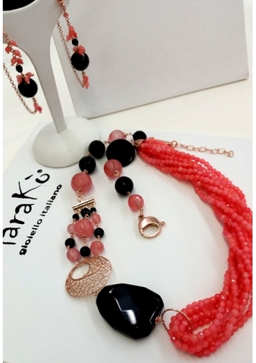 Collier Giada cherry, agata nera CN2954