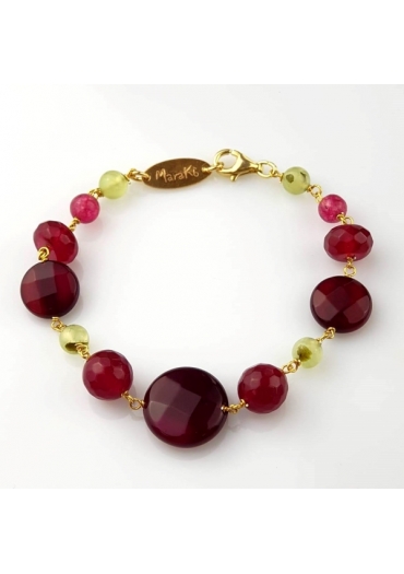 Bracciale agata ruby, quarzo rutilato verde BR1643