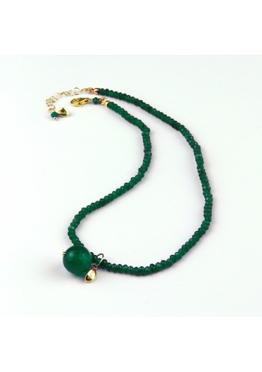 Choker Agata verde smeraldo con melina cn3431