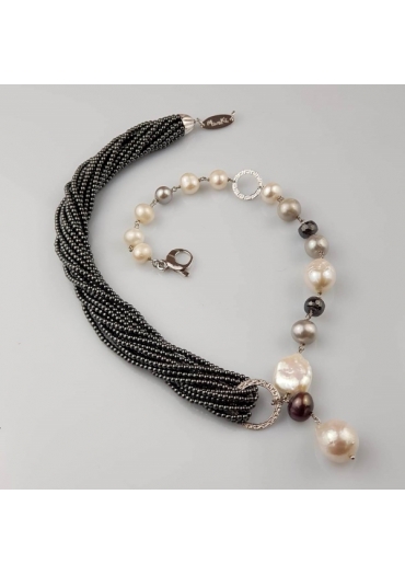 Collier ematite, perle coltivate CN2650