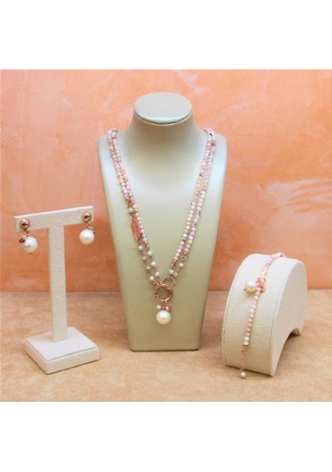 parure regolabile opale rosa Taglio diamond P96