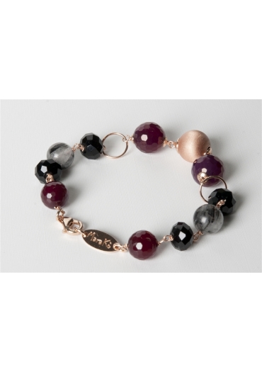 Bracciale agata ruby, q.rutilato grigio, agata nera BR0601