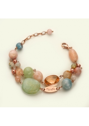 Bracciale a due fili acquamarina multicolor BR1485