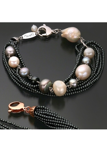 Bracciale Ematite, perle di fiume BR1135