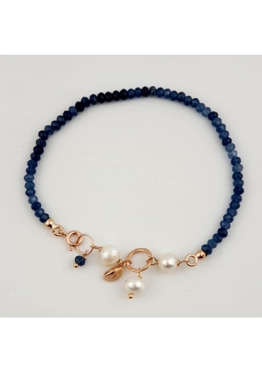 Bracciale Rugiada, Agata blu zaffiro, Perle coltivate BR1786