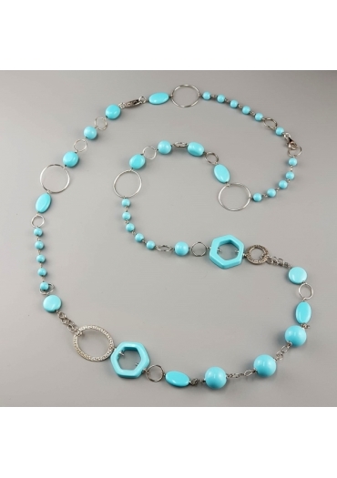 Collana, pasta Turchese 4 fiori CN1795