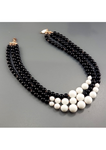 Collier Agata nera, Agata Bianca cn3342