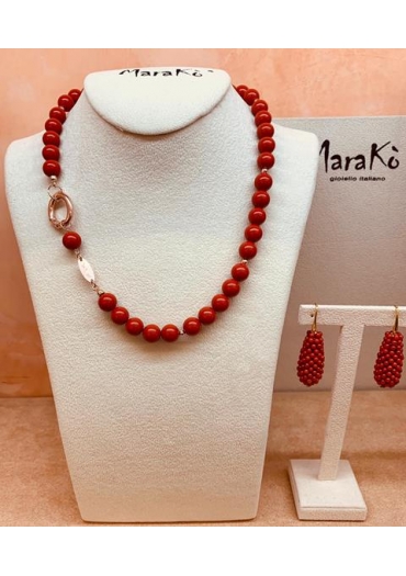 Collier pasta corallo rosso  10 mm CN3369