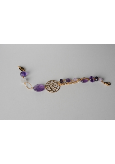 Bracciale ametista, cristallo di rocca satinato BR0736