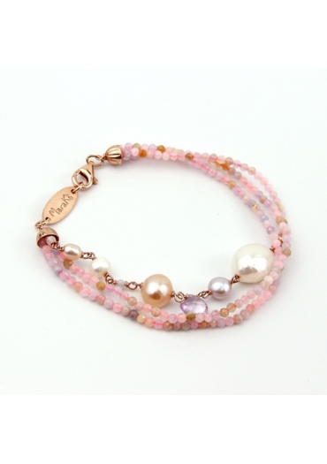 Bracciale acquamarina multicolor,perle coltivate, ametista br1589