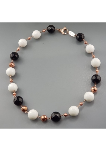 Collier Agata bianca e agata nera CN3320