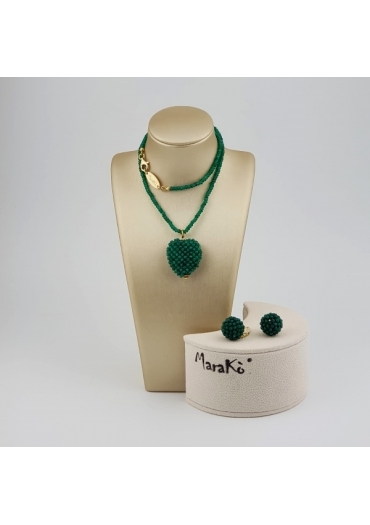 Parure Cuore Agata verde smeraldo P635