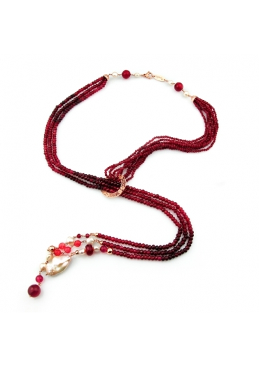 Sciarpetta agata ruby,  perle coltivate CN3515